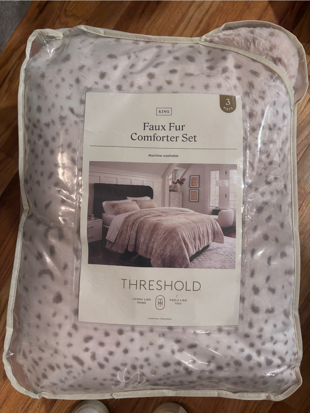 Threshold - King Leopard Faux Fur Comforter and Sham Set - Thr Leopard